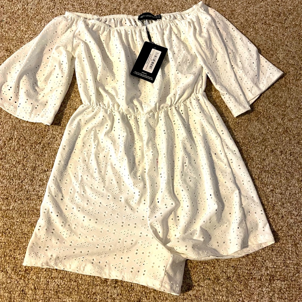 White Bardot broderie anglaise romper